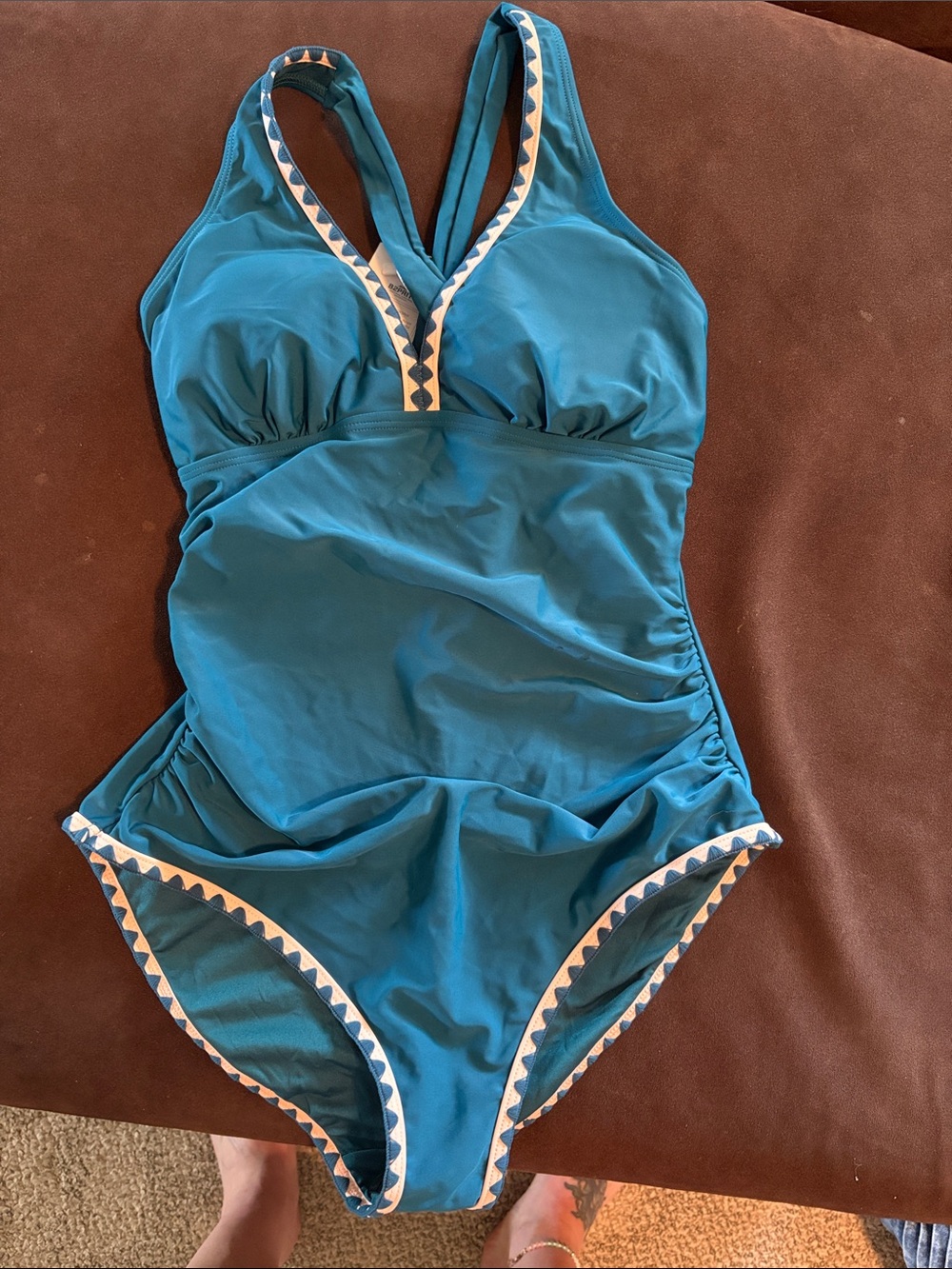 Gorgeous Teal One-Piece Swimsuit with Contrast Trim